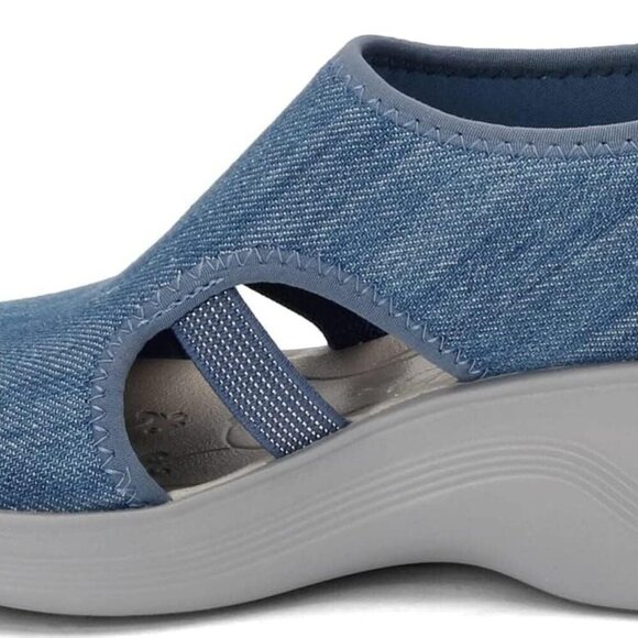 Womens Dream Ankle Straps Denim Slip-On Sandals Size 7.5 Synthetic Sole - Picture 3 of 6